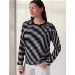 Лонгслив в полоску из премиального хлопка с эластаном