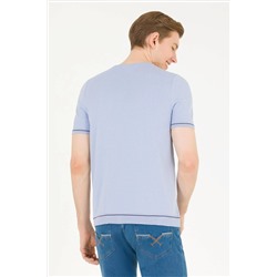Erkek Açık Mavi Bisiklet Yaka Triko Kazak
