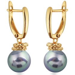 Серьги (Майорка 12мм серо-голубая; покрытие золото), Есть комплект