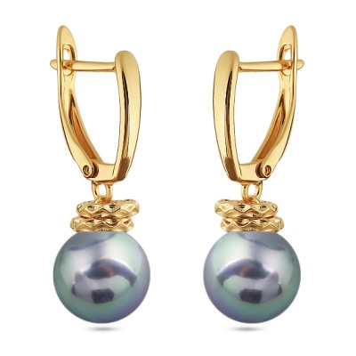 Серьги (Майорка 12мм серо-голубая; покрытие золото), Есть комплект