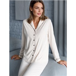 Блузка из эластичного хлопка с контрастным кантом