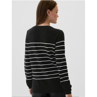 Textured Stripe Crewneck Sweater