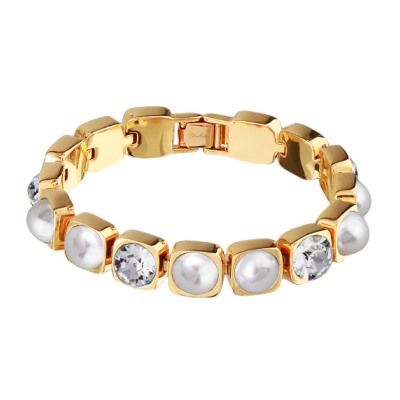 Браслет Теннис (кристаллы SW белые 8мм, Майорка; покрытие золото)17-19см, Есть комплект