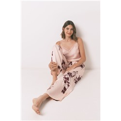 Set floral satén 3 piezas rosa