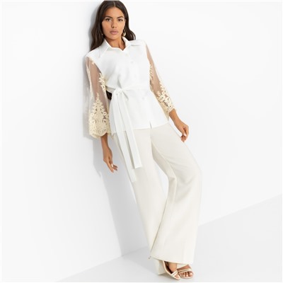 Жакет на подплечниках, Даю автограф (айвори, с поясом)