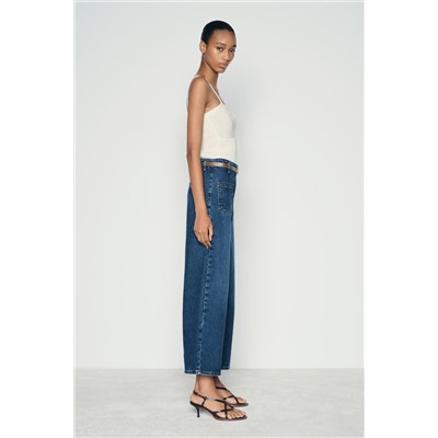 Z1975 WIDE-LEG CROPPED HIGH-WAIST BELTED JEANS