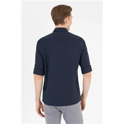 Erkek Lacivert Uzun Kollu Basic Gömlek