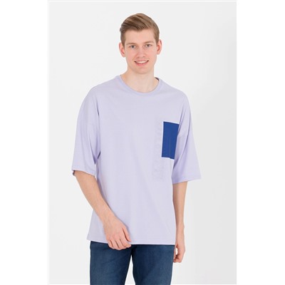 Erkek Lila Oversize Bisiklet Yaka Tişört