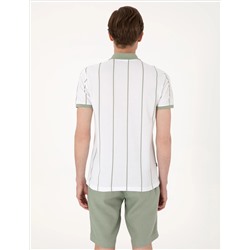 Çağla Yeşili Çizgi Detaylı Slim Fit Polo Yaka Tişört