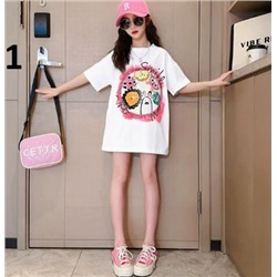 Хлопковые футболки для девочек (90-170) 10 Вариантов принтов