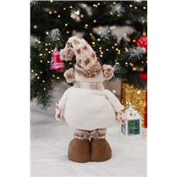 Игрушка новогодняя с выдвижными ногами Снеговик в наушниках колпак