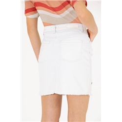 Kadın Beyaz Jean Etek