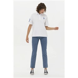 Kadın Beyaz Polo Yaka Tişört