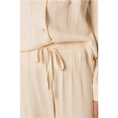 Pijama camisero largo algodón canalé amarillo