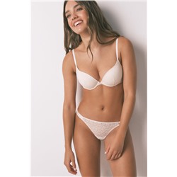 Tanga encaje animal print marfil