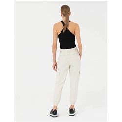 Krem Jogger Fit Kanvas Pantolon
