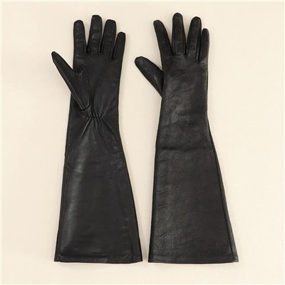 Высокие женские кожаные перчатки с текстурой под крокодила  Mang*o 🤍