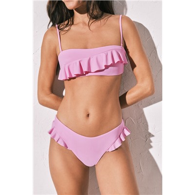 Braga bikini brasileña volantes rosa