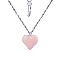 Кулон Сердцебиение (1, 6см, эмаль розовая; покрытие родий) 82см, Есть комплект