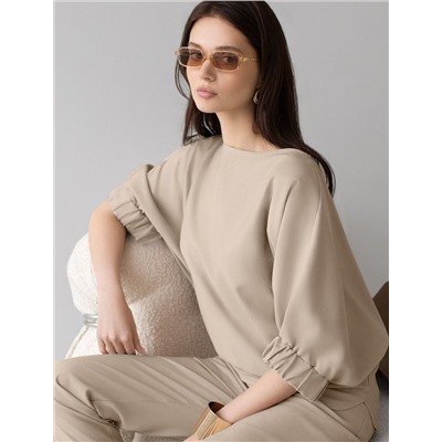 Свободная блузка с вырезом лодочка из плотного лиоцелла