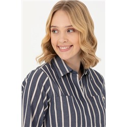 Kadın Lacivert Uzun Kollu Gömlek