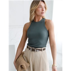 Топ из трикотажа в широкий рубчик