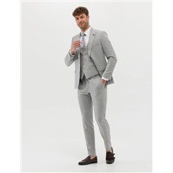 Gri Ekstra Slim Fit Yelekli Takım Elbise