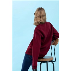 Bordo Bisiklet Yaka Basic Sweatshirt