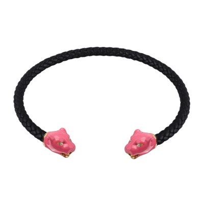 Чокер Пантера (эмаль фуксия, кристаллы SW белые; покрытие золото), Есть комплект