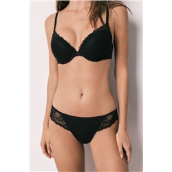 Braga clásica microfibra y encaje negra