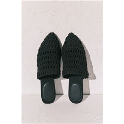 Sandalia mule crochet negra