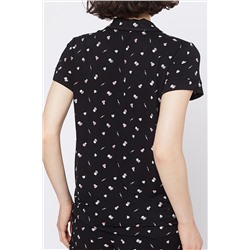 Рубашка с цветочным принтом, черная