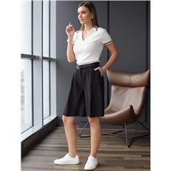 Джемпер с воротником-поло с коротким рукавом тонкой вязки из вискозы