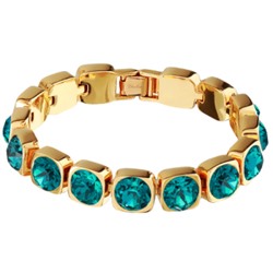 Браслет Теннис (кристаллы SW изумруд 8мм; покрытие золото) 17-19см, Есть комплект