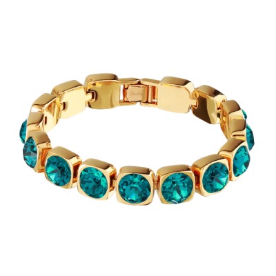 Браслет Теннис (кристаллы SW изумруд 8мм; покрытие золото) 17-19см, Есть комплект