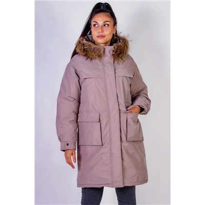 Зимняя парка удлиненная, с капюшоном натуральный мех арт. 619