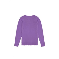 Kız Çocuk Lila Basic Bisiklet Yaka Triko Kazak