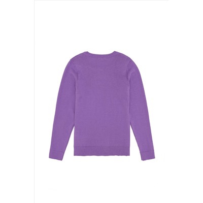 Kız Çocuk Lila Basic Bisiklet Yaka Triko Kazak