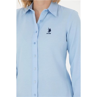 Kadın Mavi Uzun Kollu Basic Gömlek