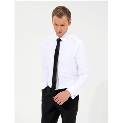 Beyaz Slim Fit Uzun Kollu Basic Gömlek