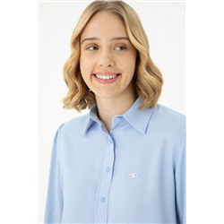 Kadın Mavi Uzun Kollu Gömlek