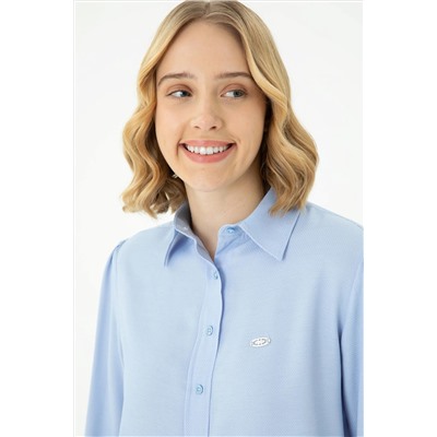 Kadın Mavi Uzun Kollu Gömlek