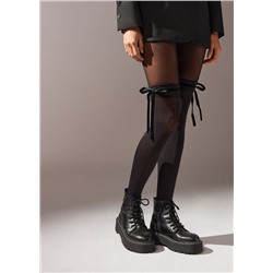 Strumpfhose im Longuette-Stil mit Samtband