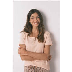 Pijama Capri algodón estampado rosa amarillo