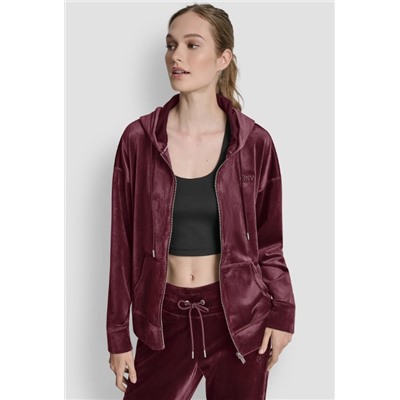 VELOUR HD EMBROIDERY LOGO FULL ZIP HOODIE