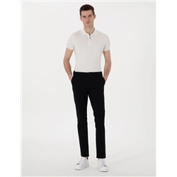 Siyah Slim Fit Beli Lastikli Kanvas Pantolon