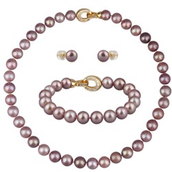 Комплект Эдисон мускат (жемчуг 11-13мм; покрытие золото) 44-46см