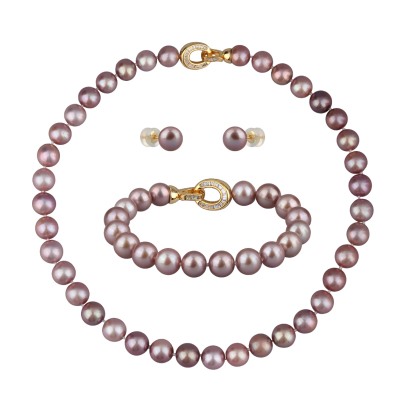 Комплект Эдисон мускат (жемчуг 11-13мм; покрытие золото) 44-46см