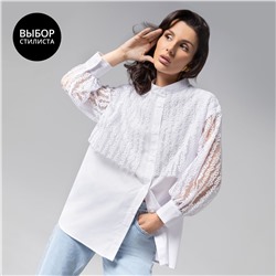 Рубашка комбинированная с вышивкой, Вне конкуренции (white snow)
