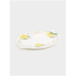 Блюдо, 30х21,5 см, фарфор P, овальное, белое, Цветы и лимоны, Fleurs et Citrons